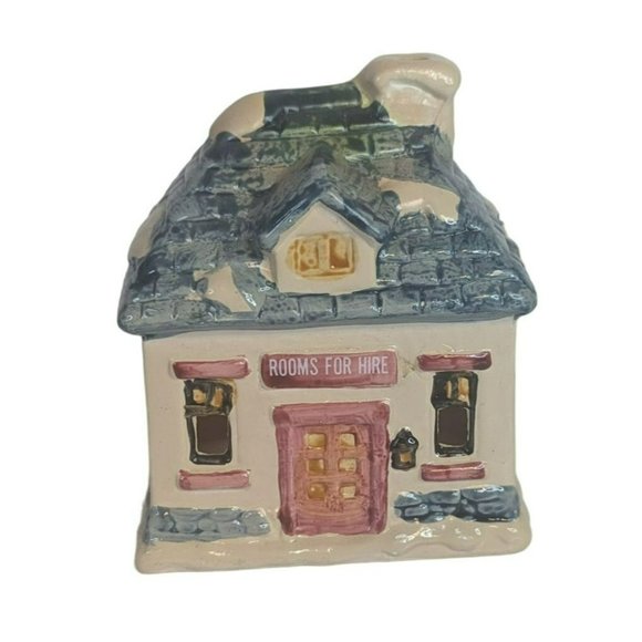 Vintage JSNY Christmas Village House Ceramic Inn Hotel Store Tealight Holder - Picture 1 of 6